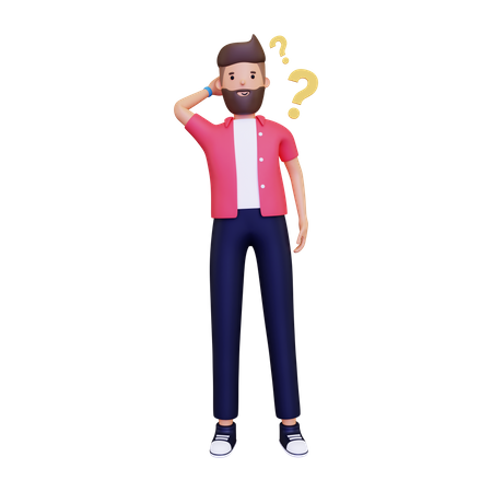 Man Thinking Something New  3D Illustration