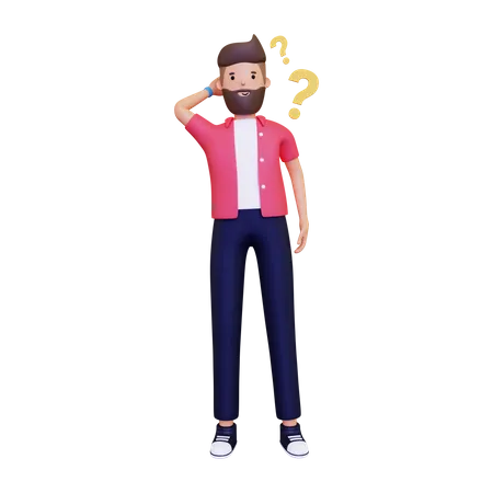 Man Thinking Something New  3D Illustration