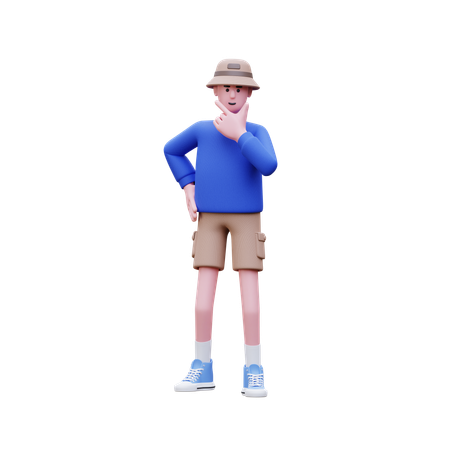Man Thinking Something While Standing  3D Illustration