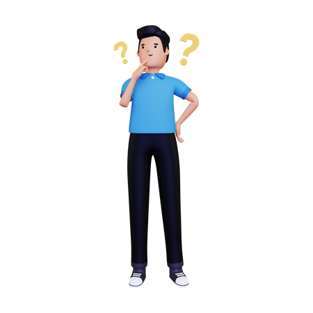 Man Thinking Something With Question Mark  3D Illustration