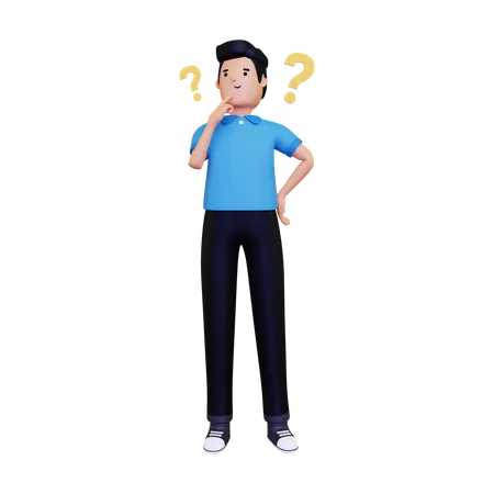 Man Thinking Something With Question Mark  3D Illustration