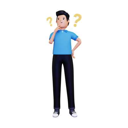 Man Thinking Something With Question Mark 3D Illustration