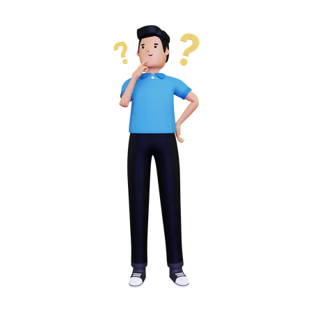 Man Thinking Something With Question Mark 3D Illustration