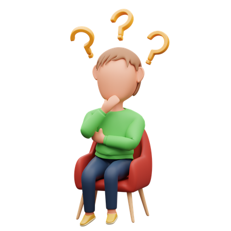 Man Thinking With Question Mark  3D Illustration