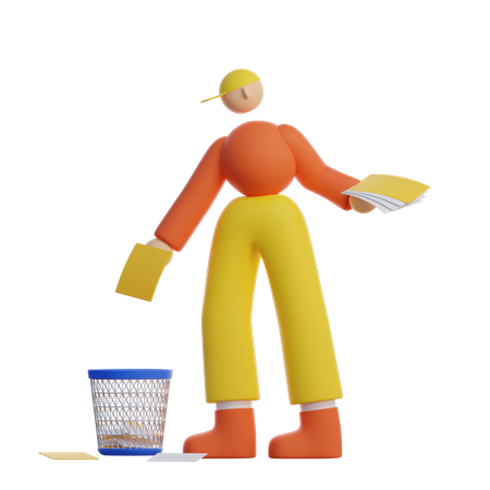 Man throw garbage in trash  3D Icon