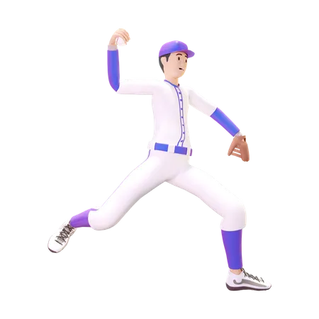 Man throwing Baseball  3D Illustration