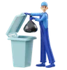 Man Throwing Garbage In Trash Bin