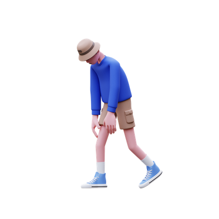 Man Tired While Walking  3D Illustration