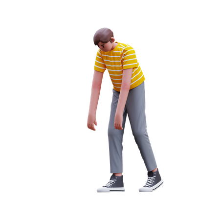 걷는 동안 피곤한 남자  3D Icon