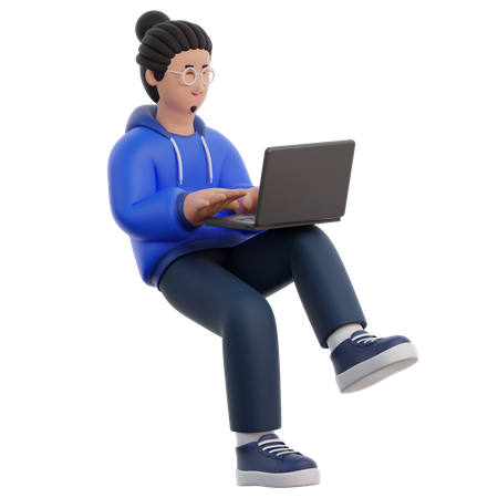 Man Typing On Laptop  3D Icon