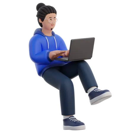 Man Typing On Laptop  3D Icon
