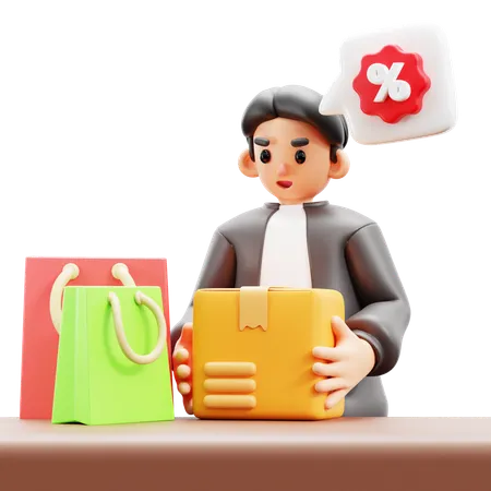 Man unboxing package  3D Illustration