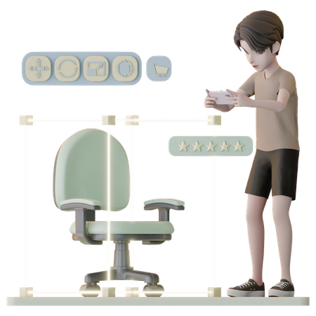 쇼핑을 위해 증강현실을 사용하는 남자  3D Icon