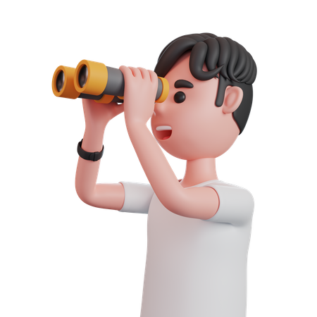 Man Using Binoculars  3D Illustration