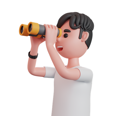 Man Using Binoculars 3D Illustration