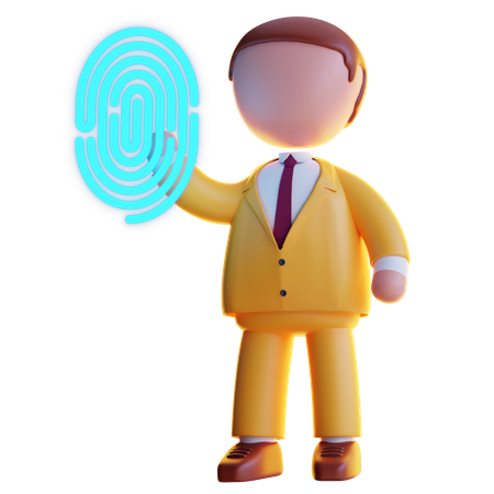 Man using fingerprint security  3D Icon