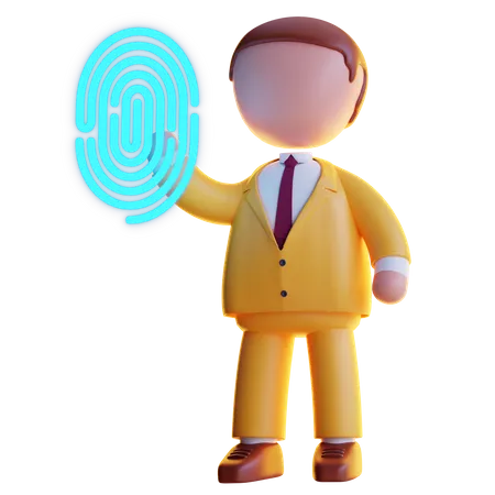 Man using fingerprint security  3D Icon