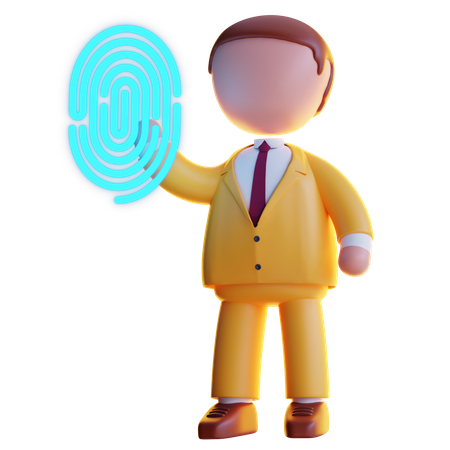 Man using fingerprint security 3D Icon