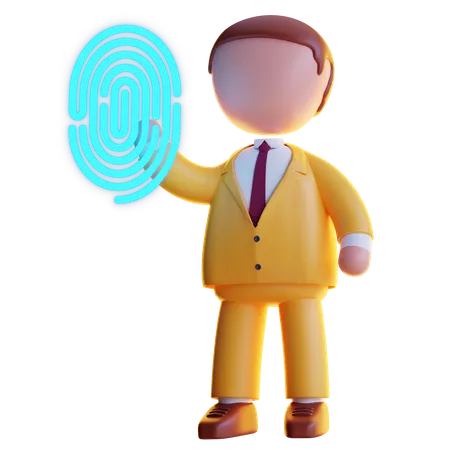 Man using fingerprint security 3D Icon