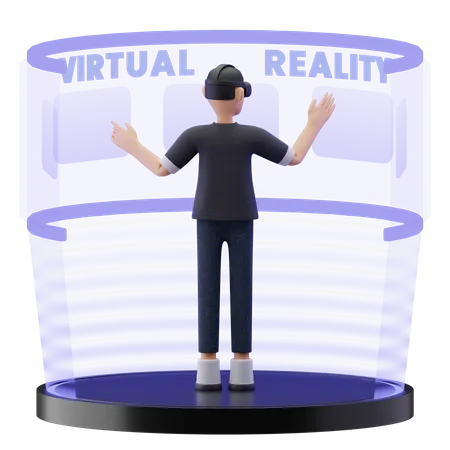 Man using hologram display  3D Illustration