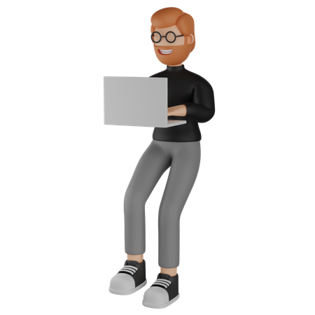 Man Using Laptop  3D Illustration