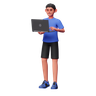 3d man using a laptop logo