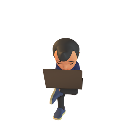Man Using Laptop  3D Illustration