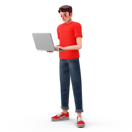 Man using laptop  3D Illustration