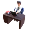 Man Using Laptop On Work Table