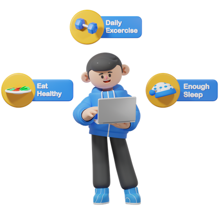Man Using Mental Health Tips  3D Icon
