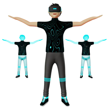 Man using Metaverse tech  3D Illustration