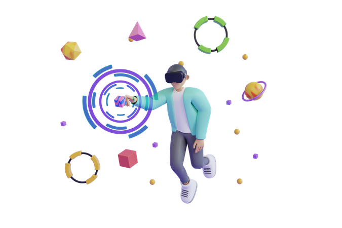 Man using Metaverse technology  3D Illustration