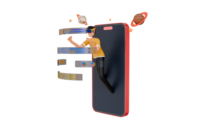 Man Using Metaverse Technology  3D Illustration