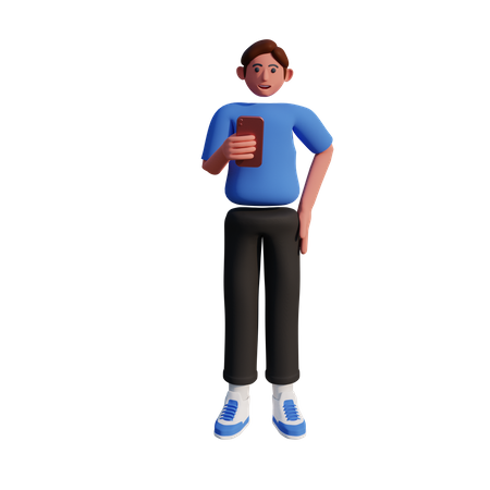 Man using mobile  3D Illustration