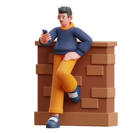 Man using mobile  3D Illustration