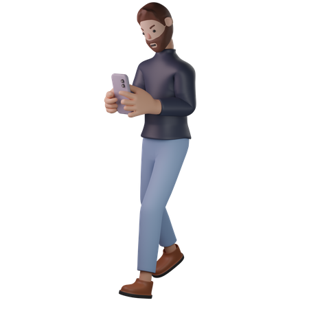 Man using mobile 3D Illustration