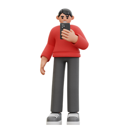 Man using mobile phone  3D Icon