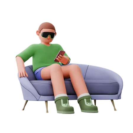 Man using mobile phone  3D Illustration