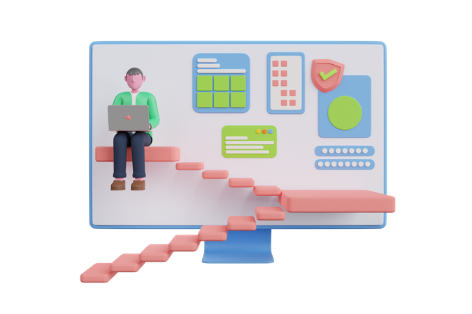Man using password security  3D Icon