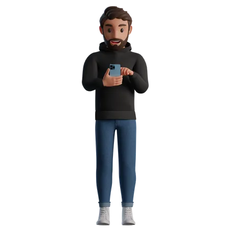 Man using phone  3D Illustration