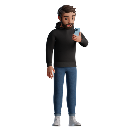 Man using phone 3D Illustration