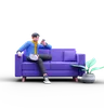 Man Using Phone On Couch