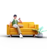 Man Using Phone On Couch