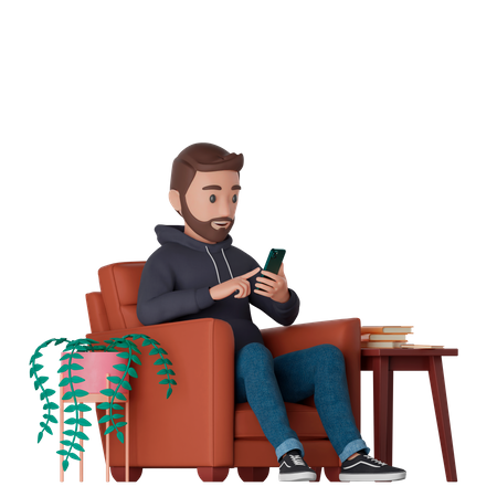Man using smartphone  3D Icon