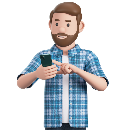 Man Using Smartphone  3D Illustration