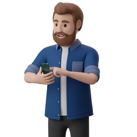 Man Using Smartphone  3D Illustration