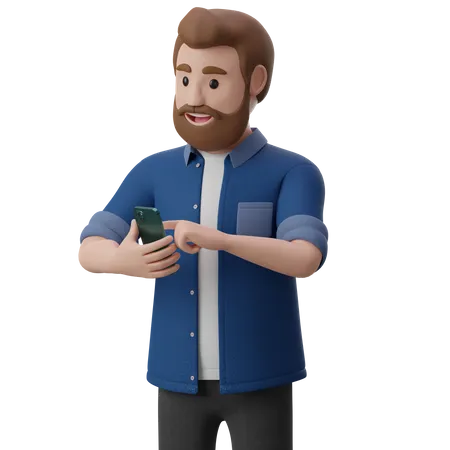 Man Using Smartphone  3D Illustration