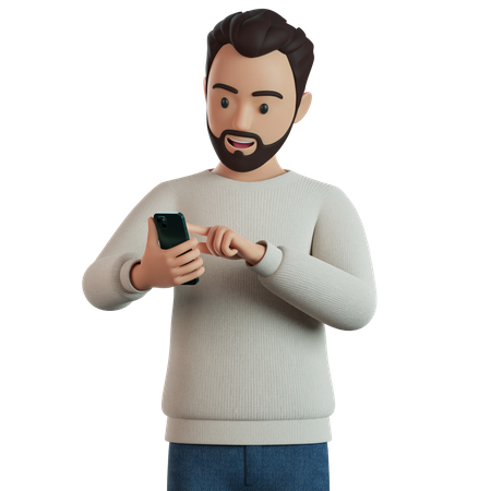 Man Using Smartphone  3D Illustration