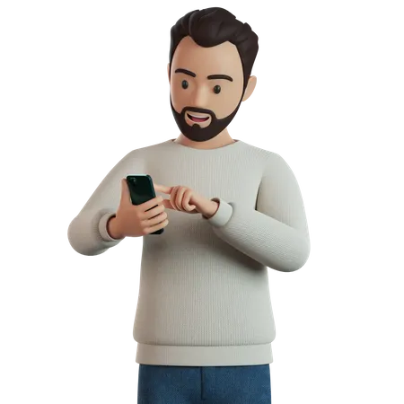 Man Using Smartphone  3D Illustration