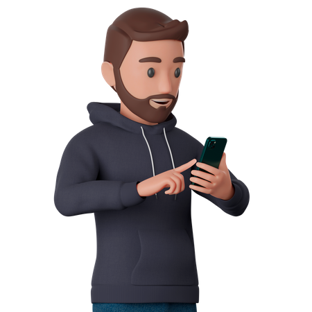 Man using smartphone  3D Illustration